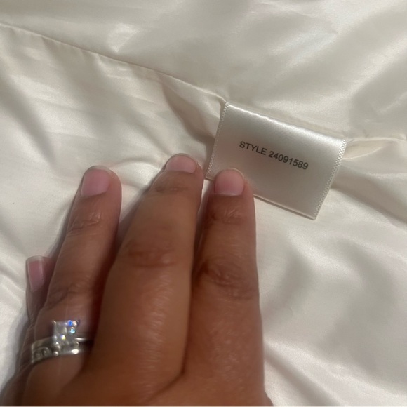 Tory Burch Quilted Puffer Jacket Large Snap Button in Cream Sz L Slim Fit Chic - Picture 10 of 14